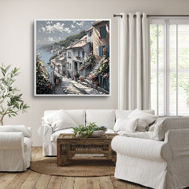 Paisagem de Verão da Vila Francesa na Poster do Ma