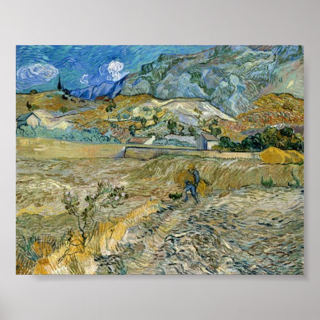 Paisagem de Vincent van Gogh em Santo-Rémy Poster (Frente)