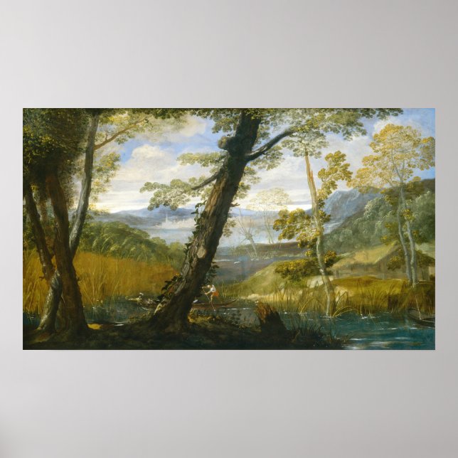 Paisagem Fluvial, Annibale Carracci Poster de Arte (Frente)