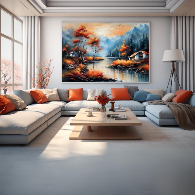 Paisagem perto do lago Poster de Arte Moderna (Landscape Near Lake Modern Art Poster)