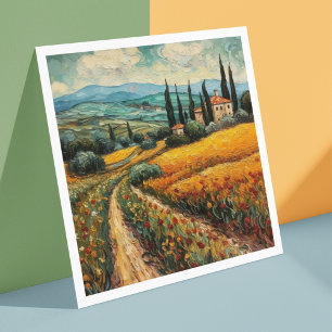 Paisagem Rural de Tuscany com Flores Silvestres Do
