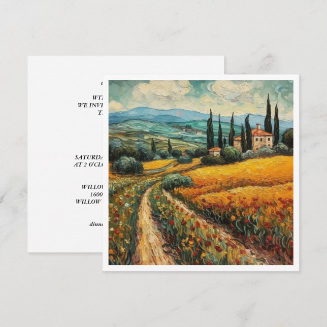 Paisagem Rural de Tuscany com Flores Silvestres Do (Frente/Verso)