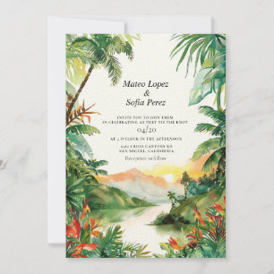 Paisagem solar tropical Convite de casamento Bali