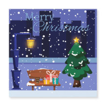 Paisagem urbana de Natal com candeeiro, árvore e g