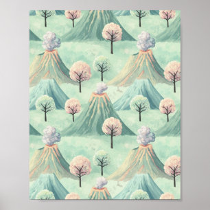 Paisagem vulcânica Whimsical - Impressão de Arte F