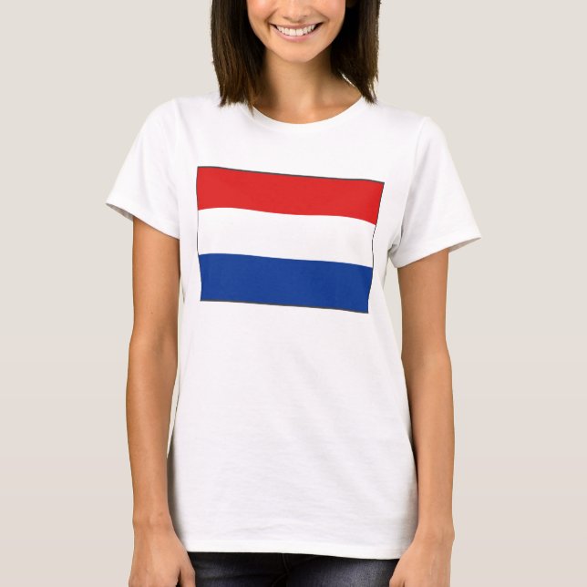 Países Baixos Flag x Map T-Shirt (Frente)