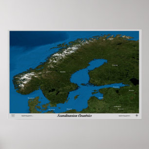 Países escandinavos do poster do satélite do