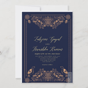 Paisley & bird indiano - Convite para Casamento