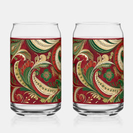 Paisley Burgundy Soda Glass