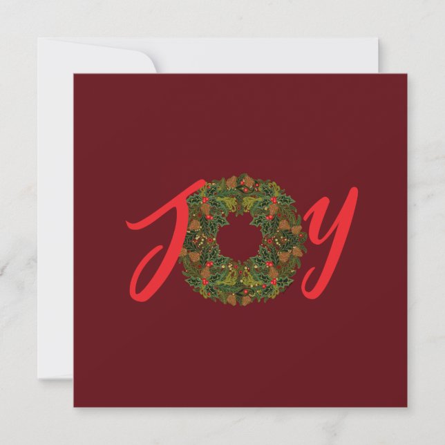 Paisley Christmas Wreath JOY Cartão de Natal (Frente)