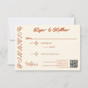 Paisley Diamond Western Rust Ivory Código QR RSVP