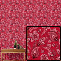 Paisley Floral Vermelho Escuro Profundo Elegante