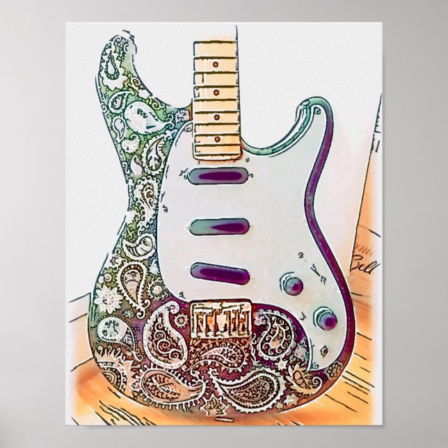 Paisley Guitar Impressão (Frente)