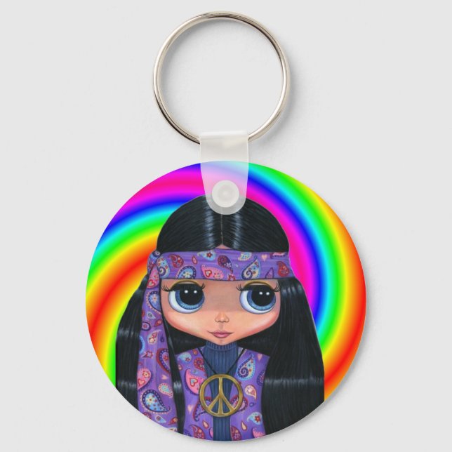 Paisley Hippie Doll Swirl Chaveiro (Frente)