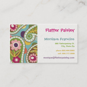 Paisley mais liso - Aqua - cartão de visita