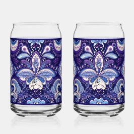 Paisley Royal Blue Soda Glass