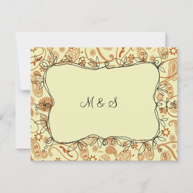 Paisley Vines Orange RSVP (Frente)
