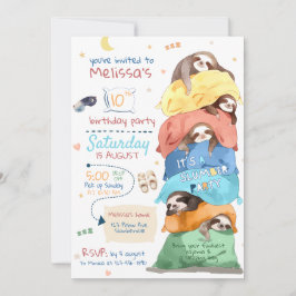 Pajama Sloth Slumber Festa de Aniversário Convite