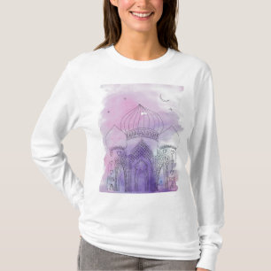 Palácio árabe desenhado em t-shirt aquosa