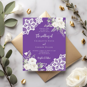 Palácio branco roxo convite para o casamento flora