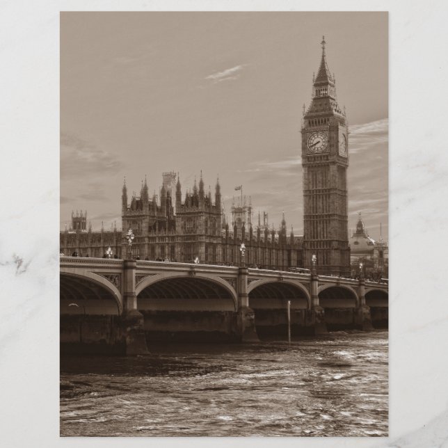 Palácio de Torre de Sepia Big Ben Westminster (Frente)