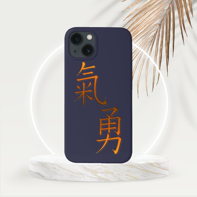 Palavra chinesa de caligrafia para coragem em Dour (Chinese Calligraphy Representing Courage in Orange Gold Phone Case)