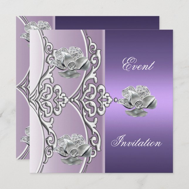 Palavra de Prata Maurícia Púrpura para Convite Ele (Frente/Verso)