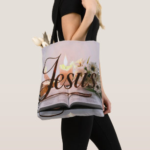 Palavra Jesus tote bags cristãos