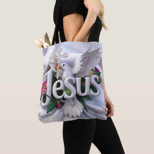 Palavra Jesus tote bags cristãos