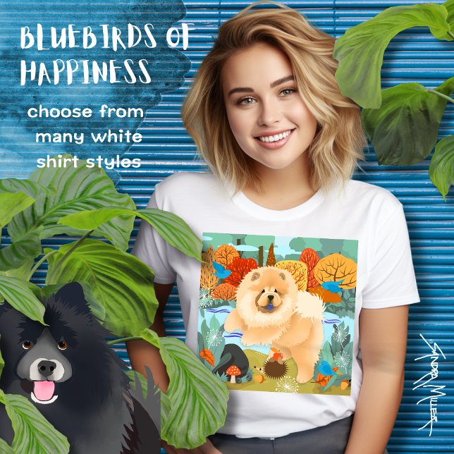 PALAVRAS DE FELICIDADE Chow Camisas Brancas (Criador carregado)