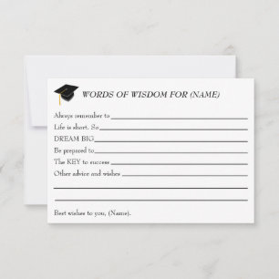Palavras de Sabedoria para o Graduado - Cartão de 