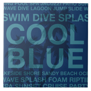 Palavras de Verão Azulejos de Poolside e Palm Tree