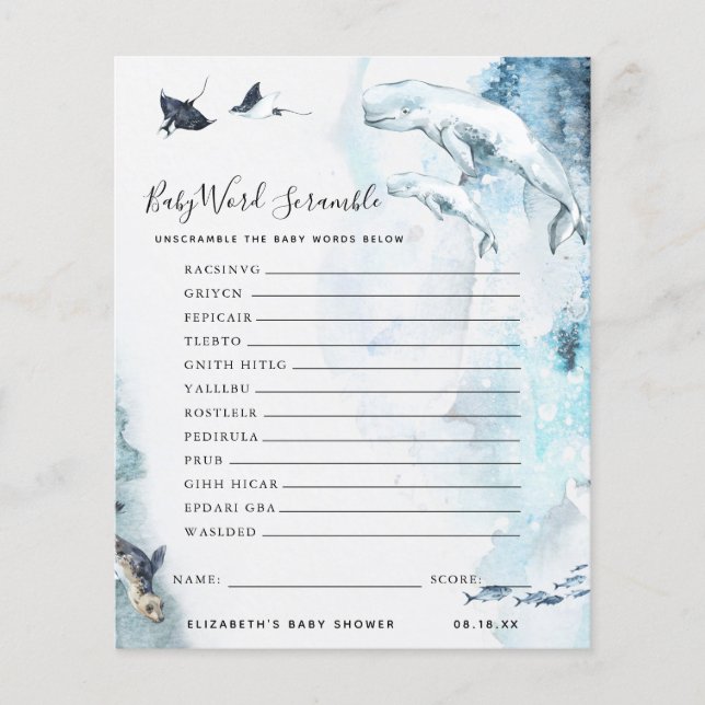 Palavras Desordenadas de Bebê | Jogo para Chá de B (Frente)