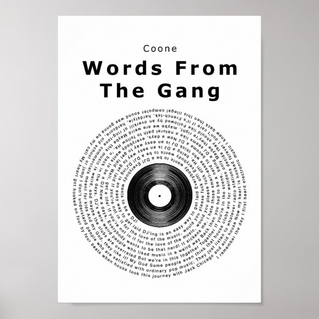 Palavras Do Gang Vinyl Record Song Lyric Impressão (Frente)