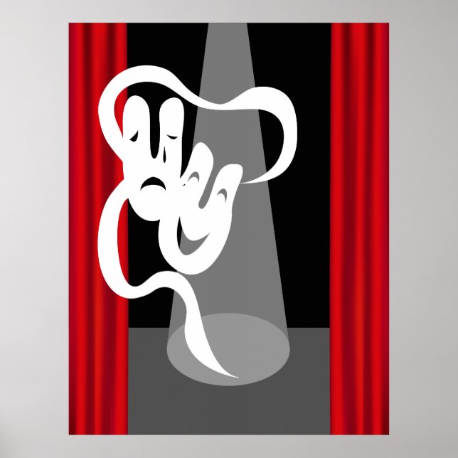 Palco de teatro com Poster de máscara (Frente)