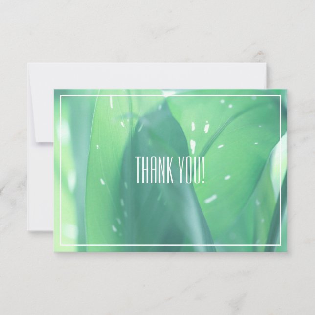 Pale Green Leaf Plant Obrigado Flat Card (Frente)