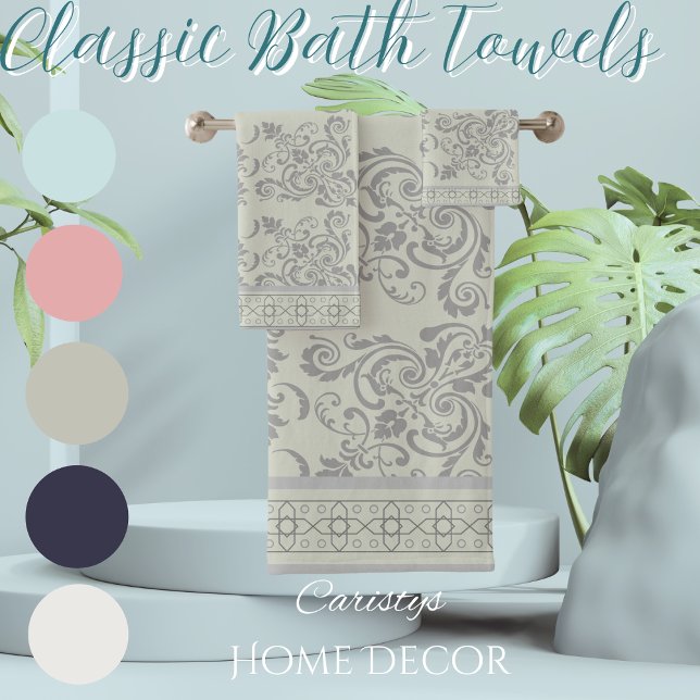 Pale Moss Green com Cinza floresce a toalha (Criador carregado)