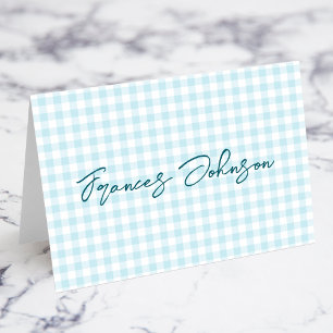 Pale Robin Ovo Azul Gingham Nome Cartões