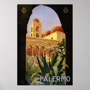 Palermo Sicily Poster de viagens italiano 1920 ENI