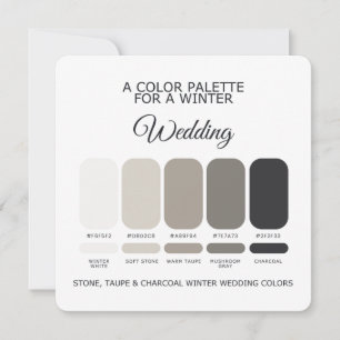 Paleta de Cartão de Casamento de Inverno com Carvã