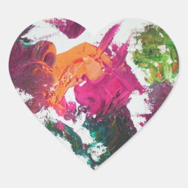 Paleta de tinta de óleo no adesivo de coração de a