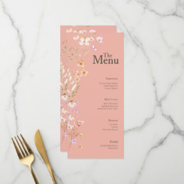 Palha cor-de-rosa Flores Marrom Menu Evento de Cas
