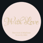 Palha cor-de-rosa, gancho de etiqueta de presente<br><div class="desc">personalizar texto,  nome Dosagem de presente de casamento Dossiê de etiqueta adesivos Leve ouro rosa com amor</div>