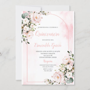 Palha cor-de-rosa, primeiro quinceanera. Convite
