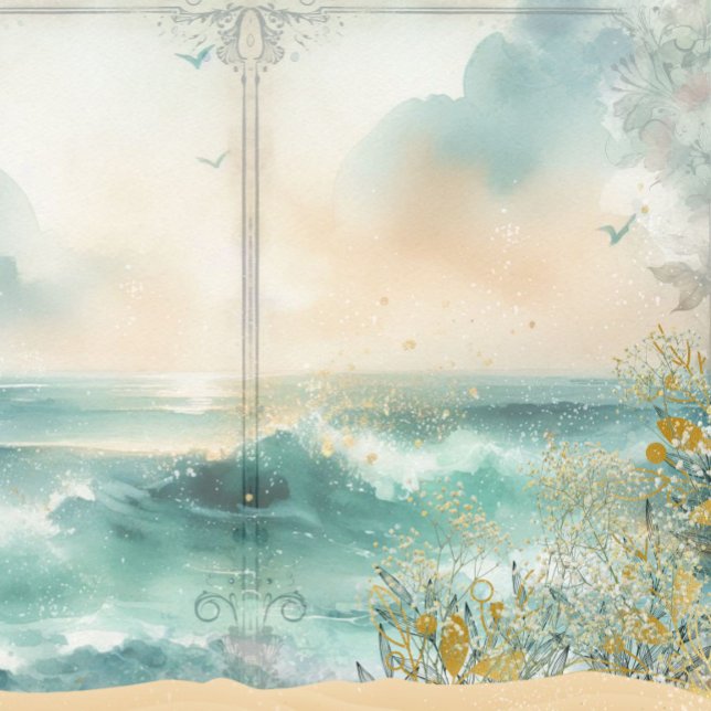 Palha Costeira Decoupage Junk Diário Scrapbook (Coastal Beach Decoupage Junk Journal Scrapbook Paper)