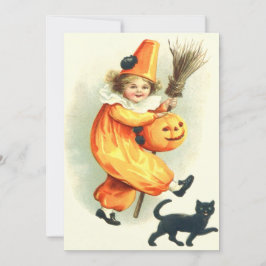 Palhaço Fofo Gato Preto Abóbora de Halloween