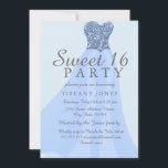 Palhaço Glitter Glitter Azul Doce 16 Convite<br><div class="desc">Blue Sparaking Gown Sweet 16 Invite Perfect para um Doce 16/16 Aniversário Ver artigos de correspondência incluindo adesivos,  Etiquetas de Nápoles e muito mais.</div>