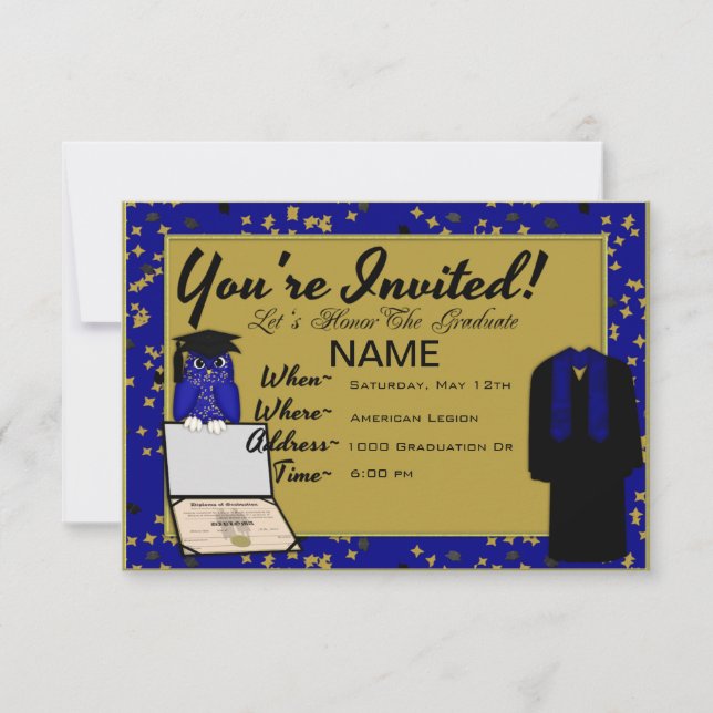 Palhaços de Graduação e Convites Azuis de Roupa (Frente)