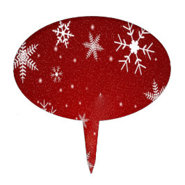 Palitinhos Decorados Flocos de neve brancos com fundo vermelho