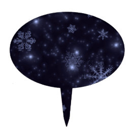 Palito Decorado Flocos de neve com fundo azul da meia-noite